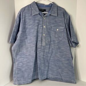 New Cremieux 3/4 Button Up Short Sleeve Blue Men's Shirt Sz XXL Casual Travel